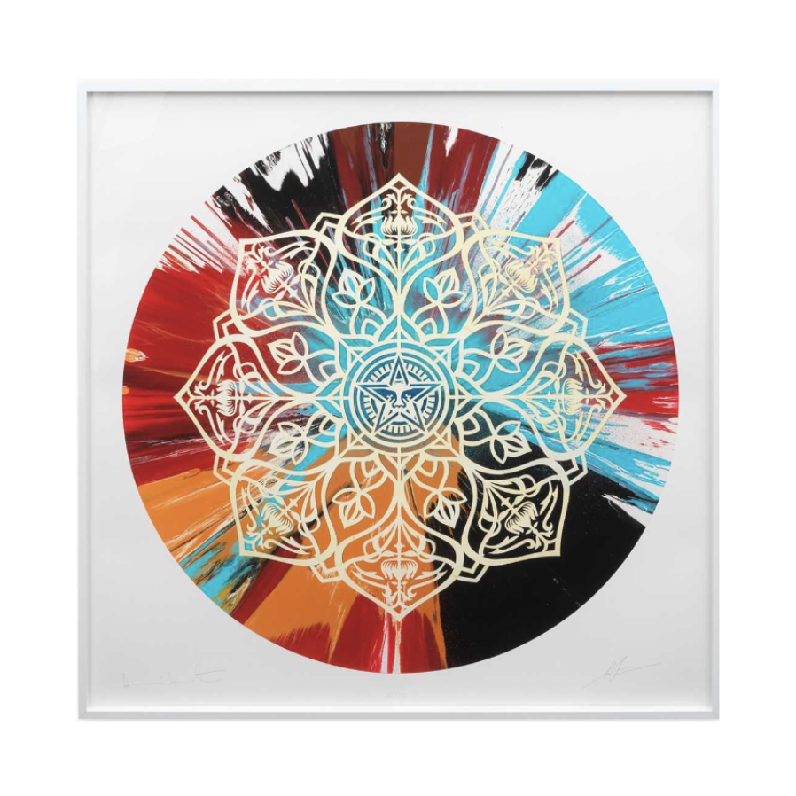 Shepard Fairey & Damien Hirst – Beautiful Rotating Earth Justice Spin Painting (2025)