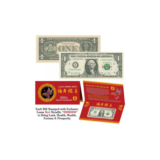 Chinese Lunar New Year- Authentique billet de 1 dollar américains LYNART Store