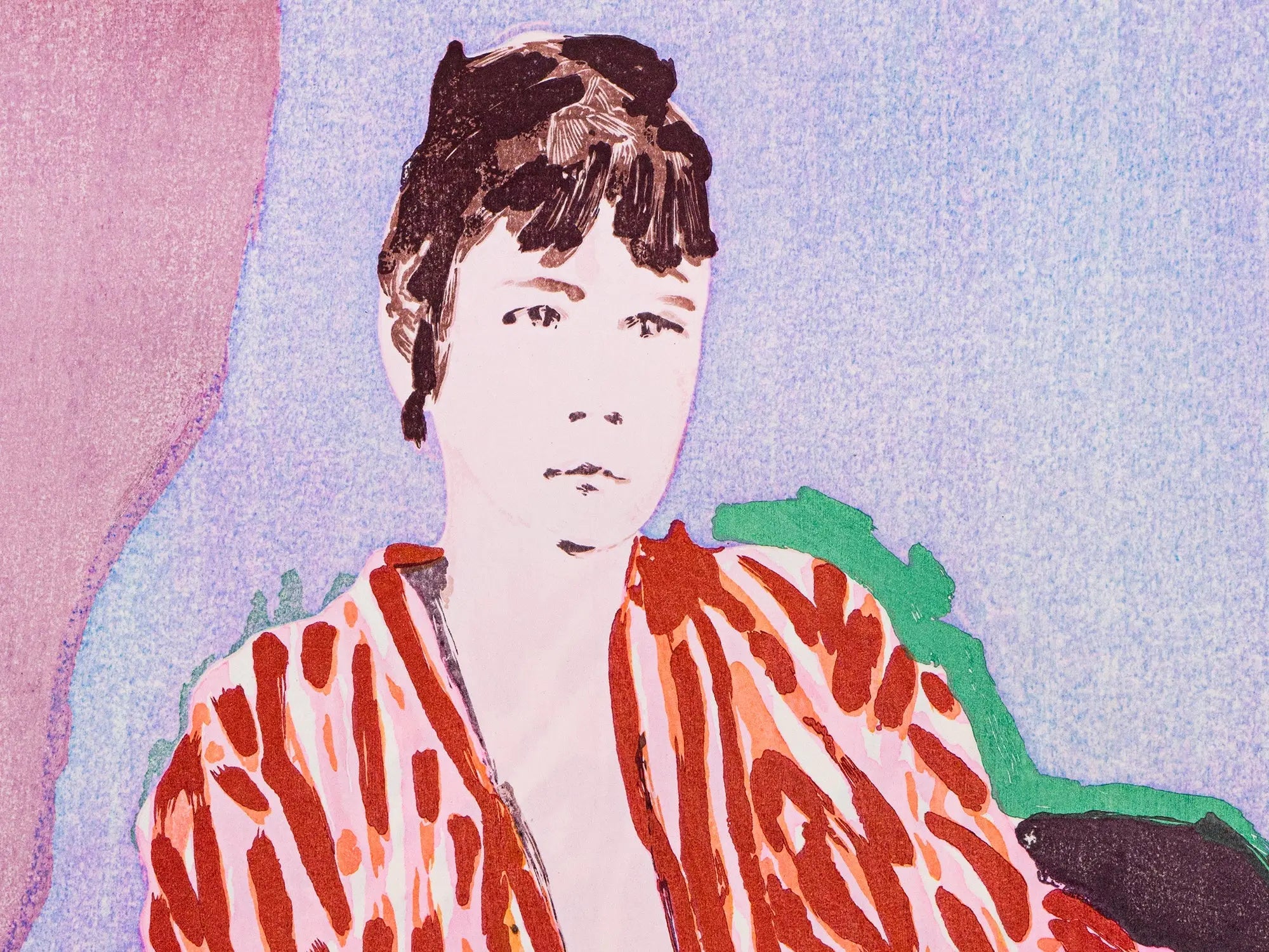 Claire Tabouret, Self Portrait in a Robe (Purple) Ukiyo-e (2025) LYNART STORE