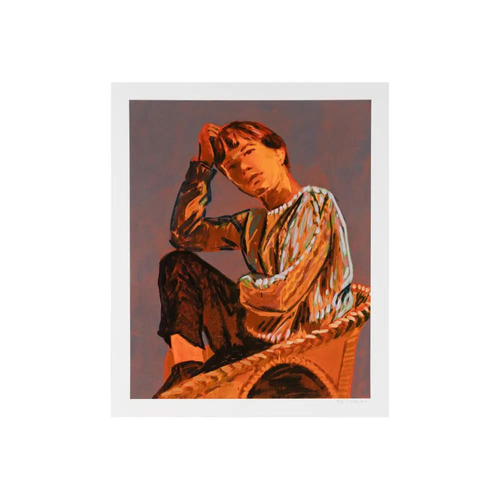 Claire Tabouret, Self-portrait (blue) 2021 - Color screenprint on Somerset paper