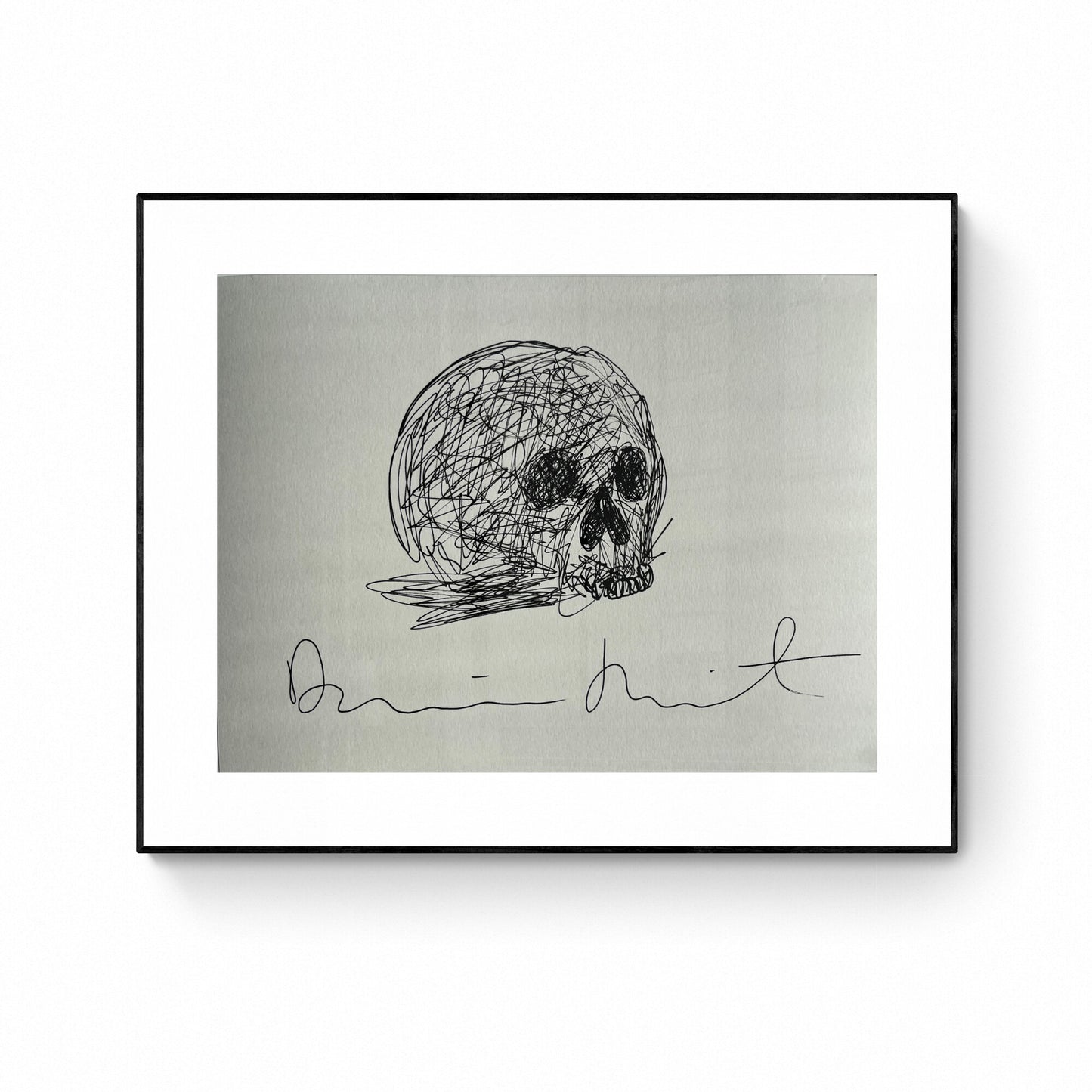 Damien Hirst - Skull - Black Ink Drawing