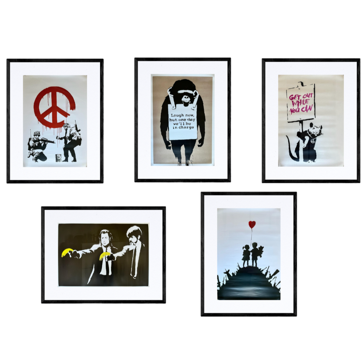BANKSY - Set of 5 (3) - Official posters of the exhibition "The World of Banksy" in Paris
