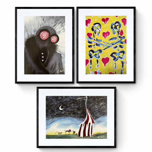 Set of 3 official prints signed by Tim Burton