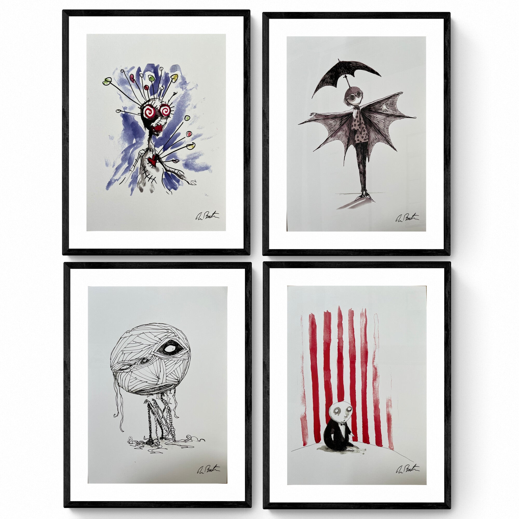 Tim Burton Set of 4 official signed prints