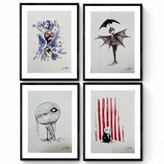 Tim Burton, Set of 4 official signed prints