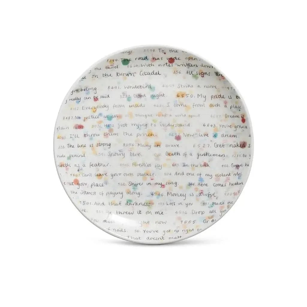 Damien Hirst - All Over Text Small Plate - screen–printed with a vibrant Currency Dot design - SAVE from 20% LYNART STORE