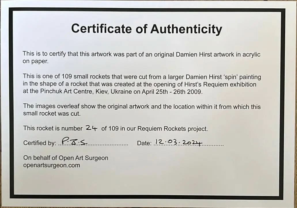 Damien Hirst, Requiem Rocket #24 LYNART STORE