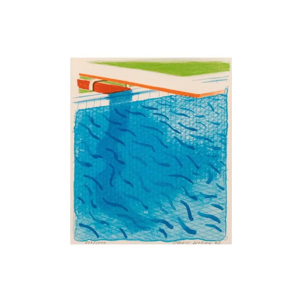David Hockney - Pool Made With Paper And Blue Ink For Book LYNART STORE