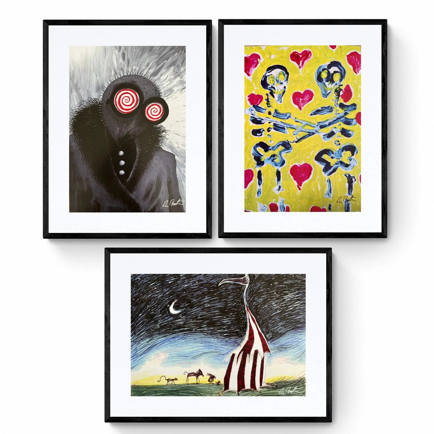 Ensemble de 3 prints officiels signés par Tim Burton LYNART STORE