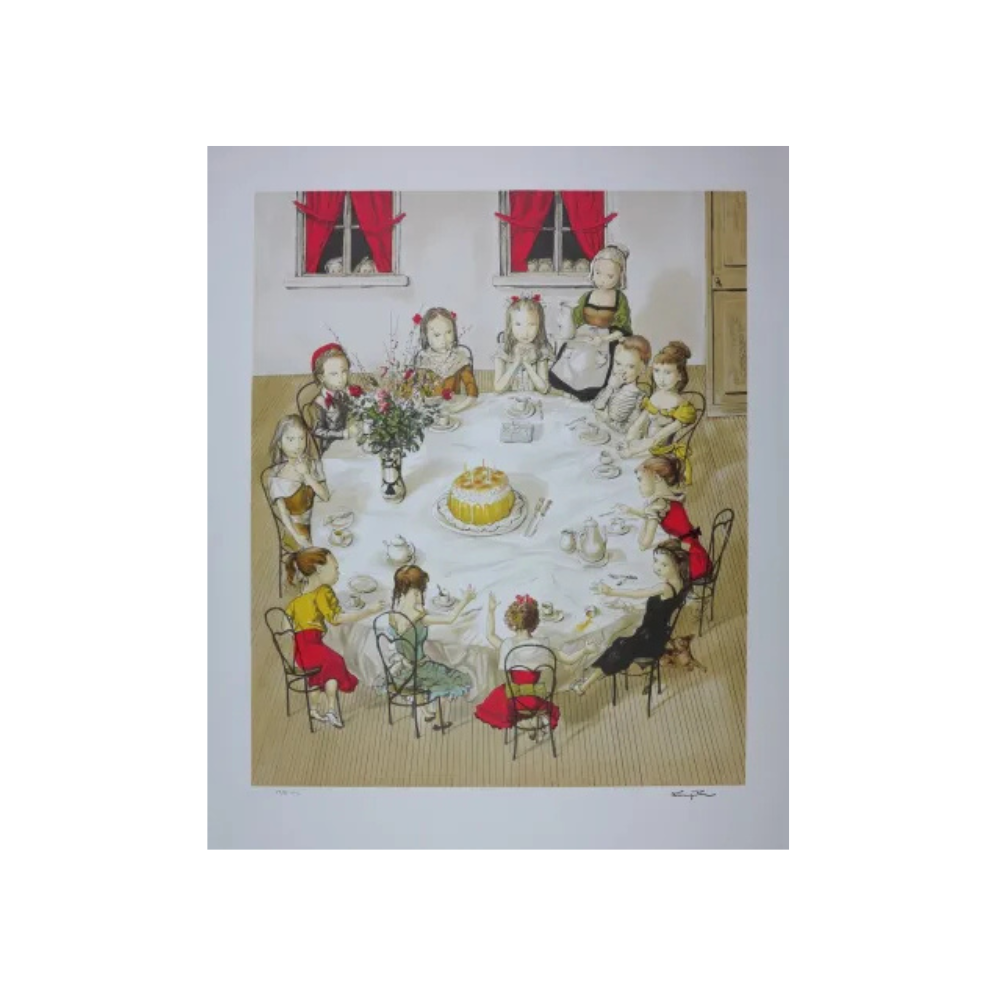 Tsuguharu Fujita - L'anniversaire - Lithograph Stamp