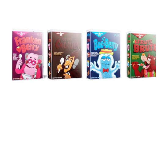 KAWS,Monsters Cereal Edición limitada en estuche de acrílico, lote de 4 unidades, 2022