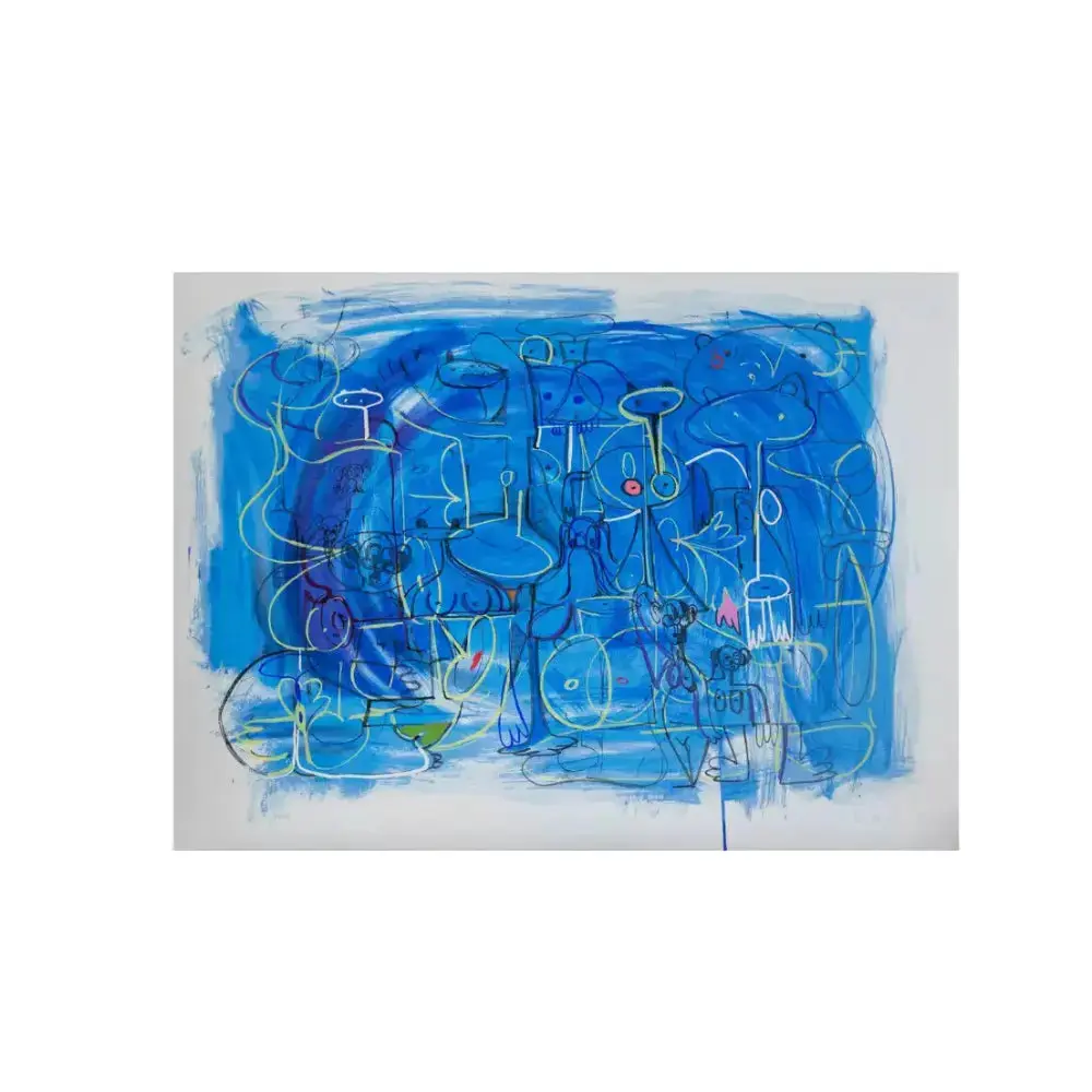 George Condo – Abstract Composition in Blue (1998) - Screenprint in colors