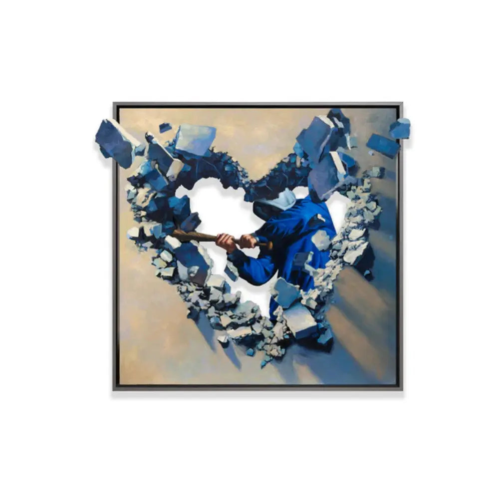 Hijack - Heart of Stone, 2025 - Acrylic, oil, and spray paint on woodcut