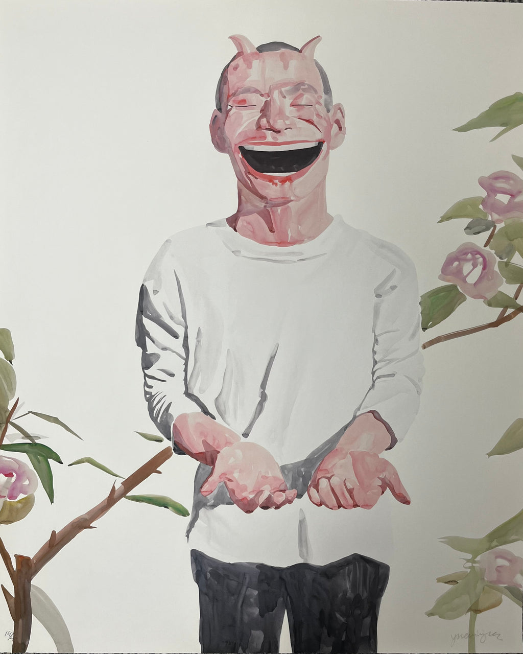Detail of laughing figures in Yue Minjun Untitled Smile-ism No. 22 2006
