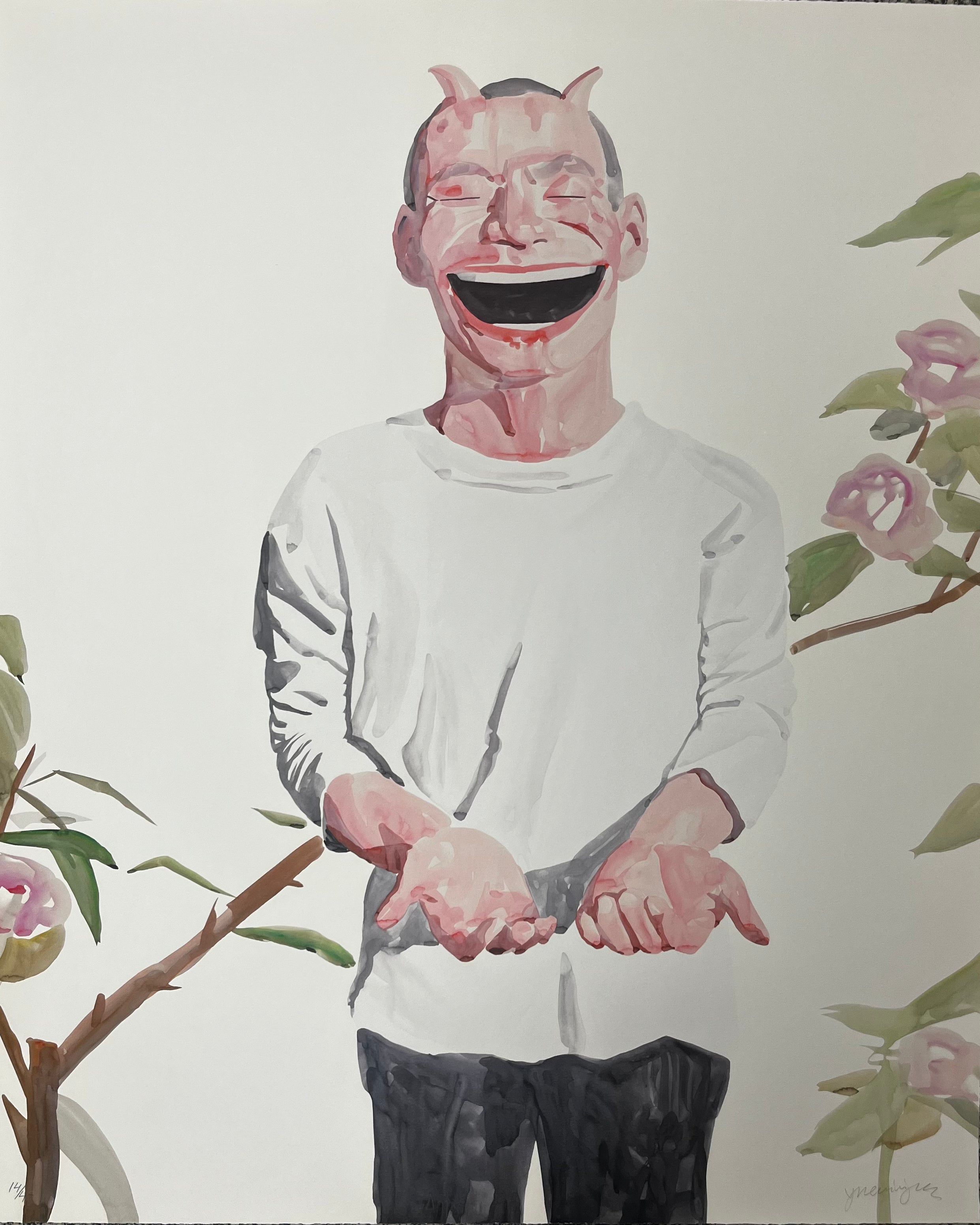 Detail of laughing figures in Yue Minjun Untitled Smile-ism No. 22 2006
