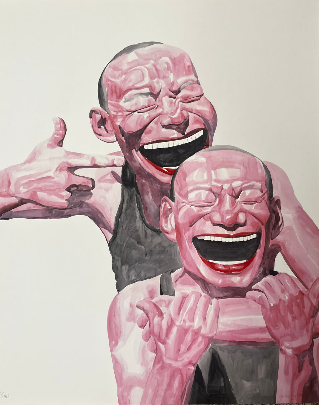 Detail of smiling figures in Yue Minjun Untitled Smile-ism No. 14 2006
