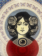 Shepard Fairey & Damien Hirst – Mandala Papillon Troisième Œil (Bleu) Petite