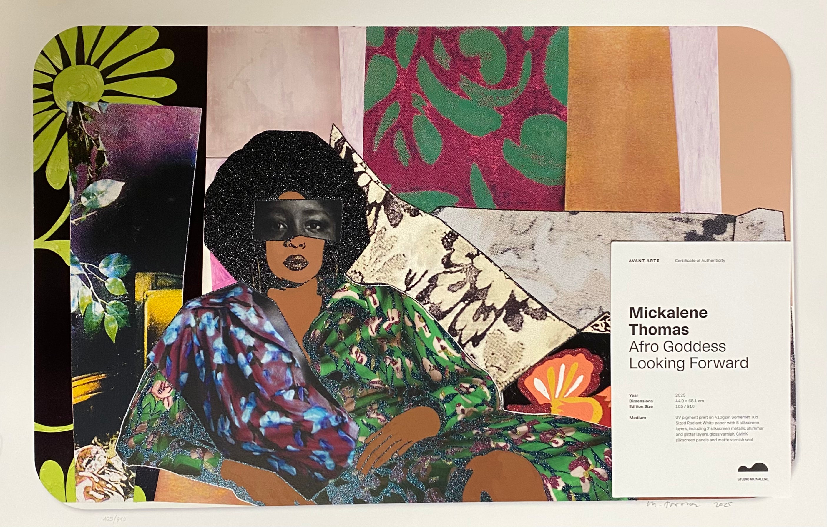Mickalene Thomas - Afro Goddess Looking Forward - UV pigment print