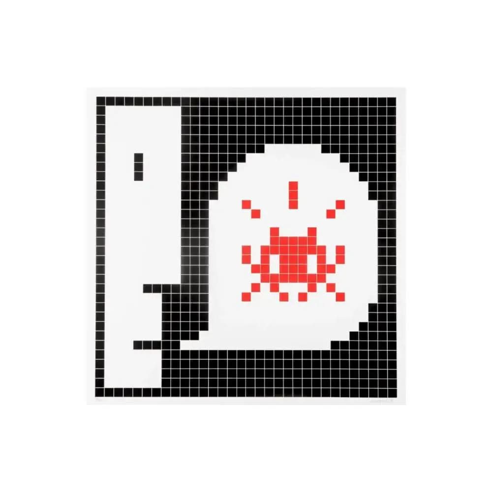 INVADER- Alert (Red) - Screenprint on fine art paper