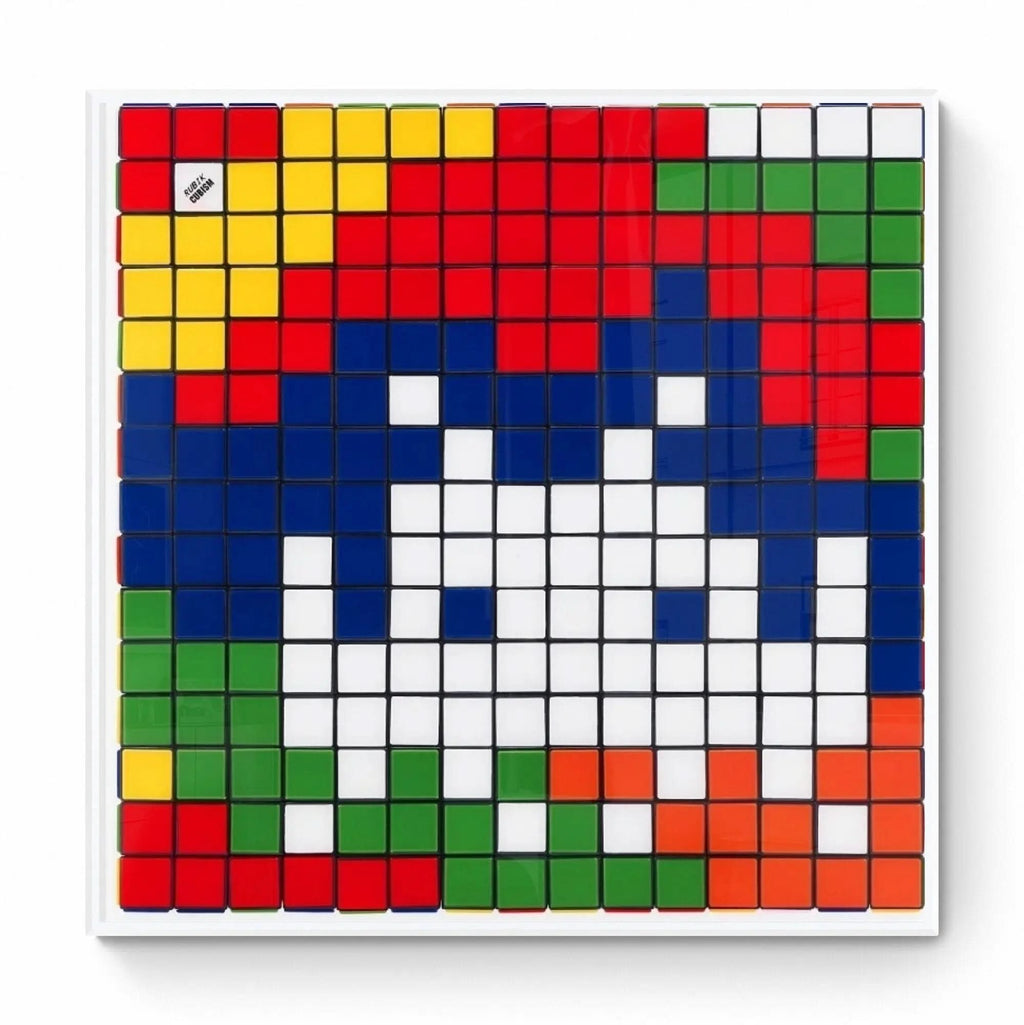 INVADER-  Rubik Camouflage - Giclée mounted in diasec on aluminum composite panel 