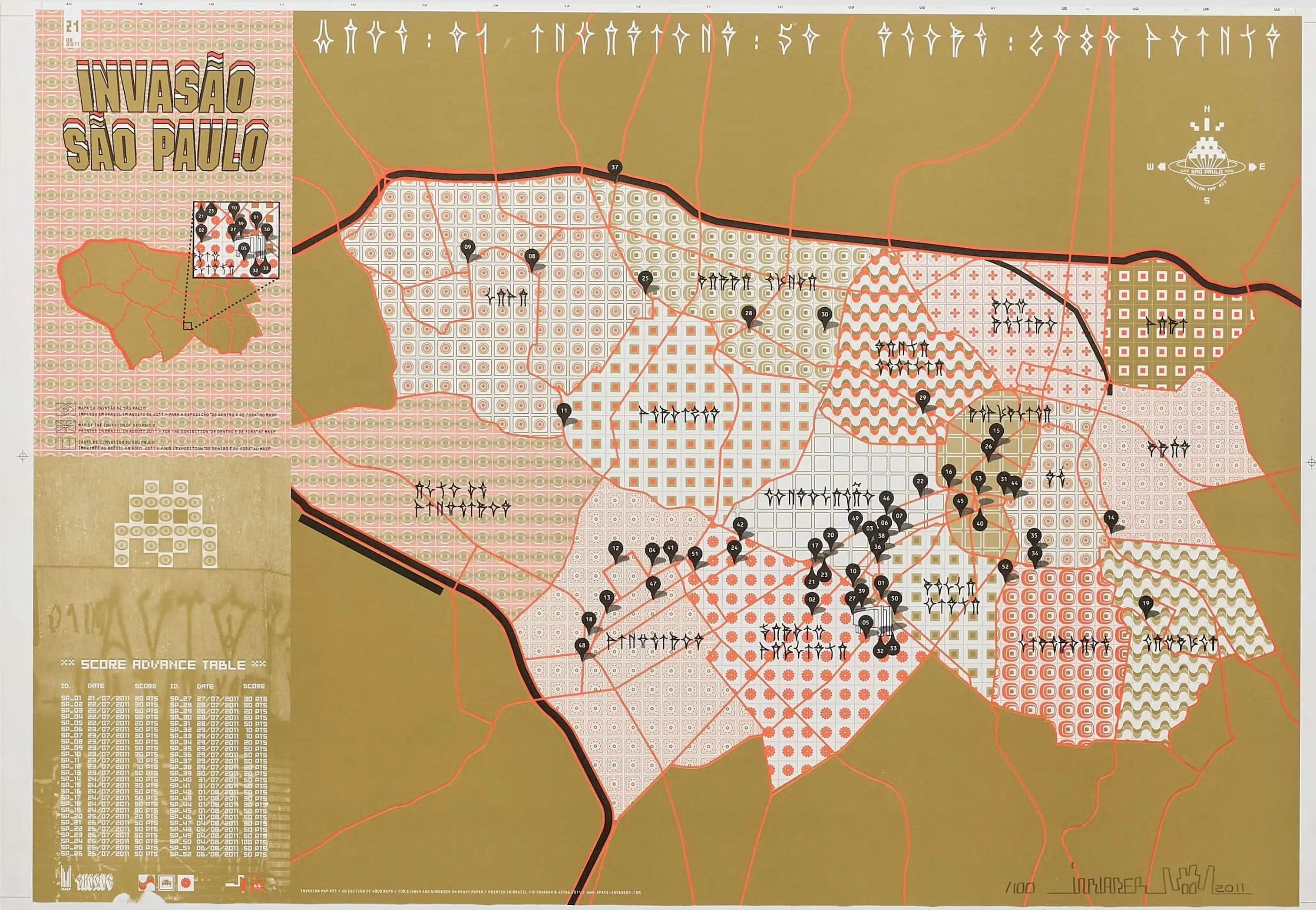 INVADER, Invasion Map - Sao Paulo (2011) L.Y.N.A.R.T Store