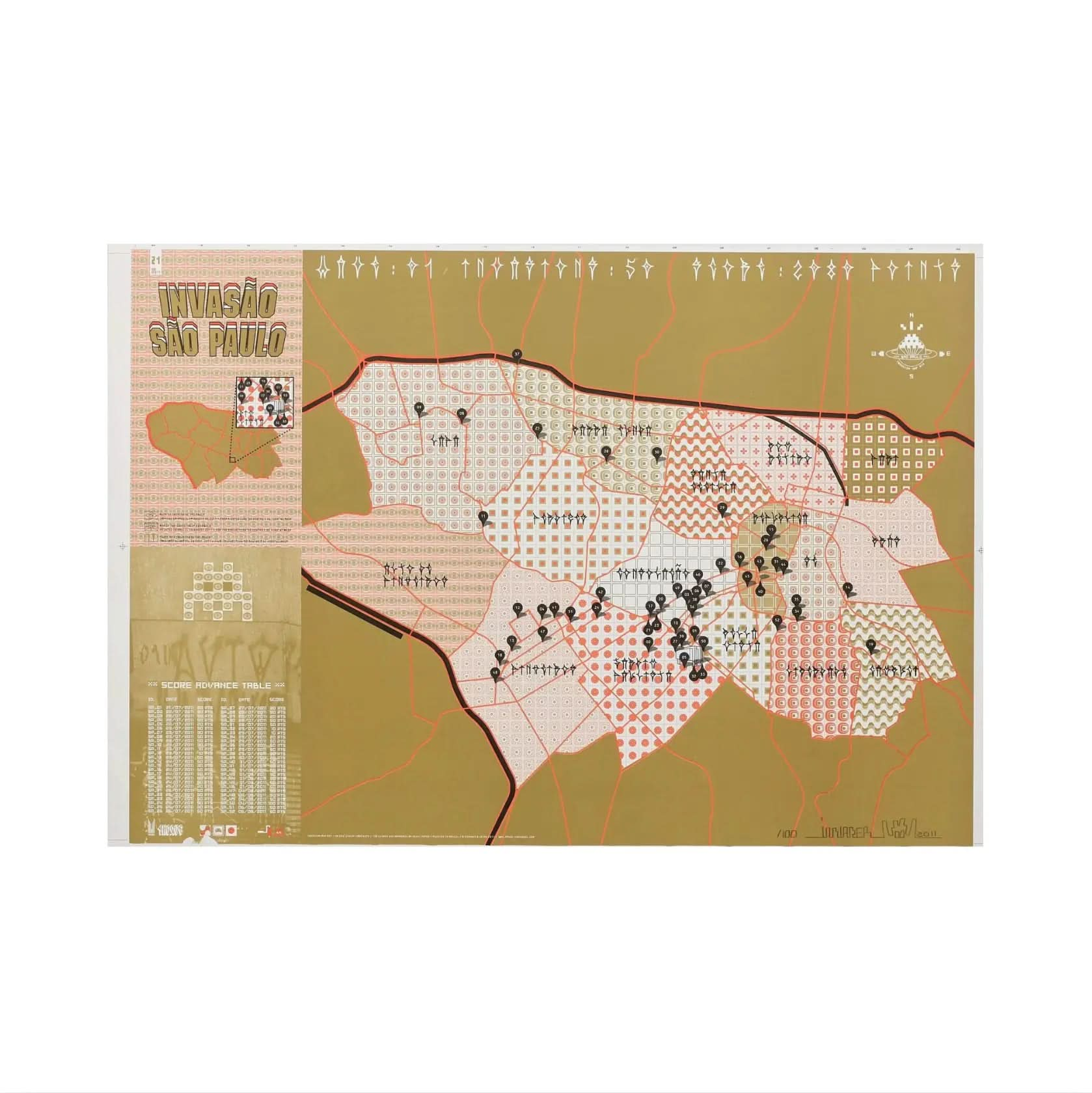 INVADER, Invasion Map - Sao Paulo (2011) L.Y.N.A.R.T Store