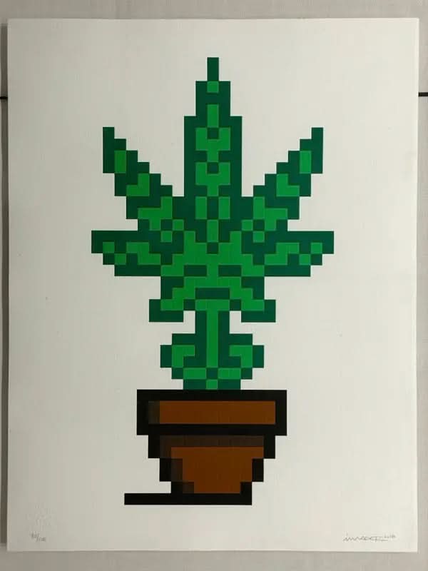 Invader – HOLLYWEED (Brown Pot) (2018) – Sérigraphie signée (édition limitée à 100 exemplaires) LYNART STORE