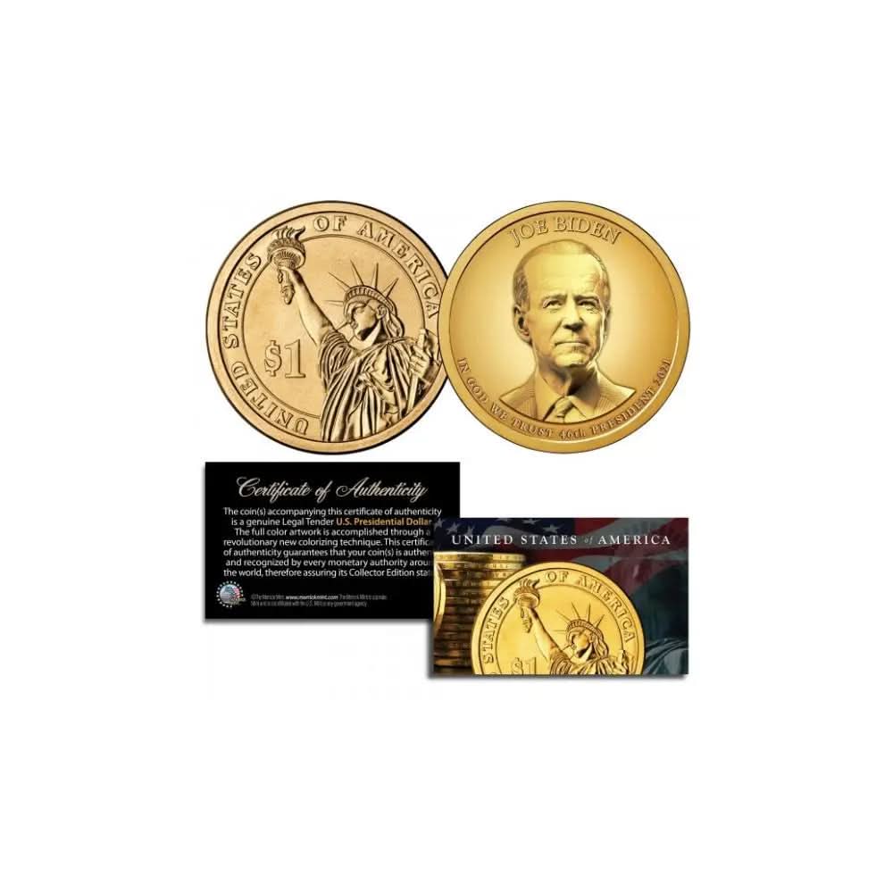 JOE BIDEN Official 46th President- Golden-Hue PRESIDENTIAL DOLLAR $1 U.S 