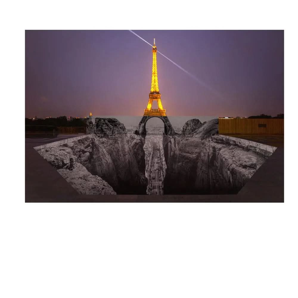 JR - Trompe l'oeil, Les Falaises du Trocadéro, 25 mai 2021, 22h18, Paris, France, 2021 - Giclée print laminated with G-gloss, mounted on 3 mm Dibond