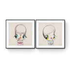 Javier Calleja - Once in my Life (Diptych) - Hybrid UV flatbed screenprint with red silkscreen details, varnish, and embossing on Somerset Tub Sized Radiant White 410 gsm fine art paper, hand-cut edges