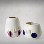 Javier Calleja, Set of 2 Pot PopTop - Planter-Blue Eyes & Vase - Pink Eyes (2021) L.Y.N.A.R.T Store