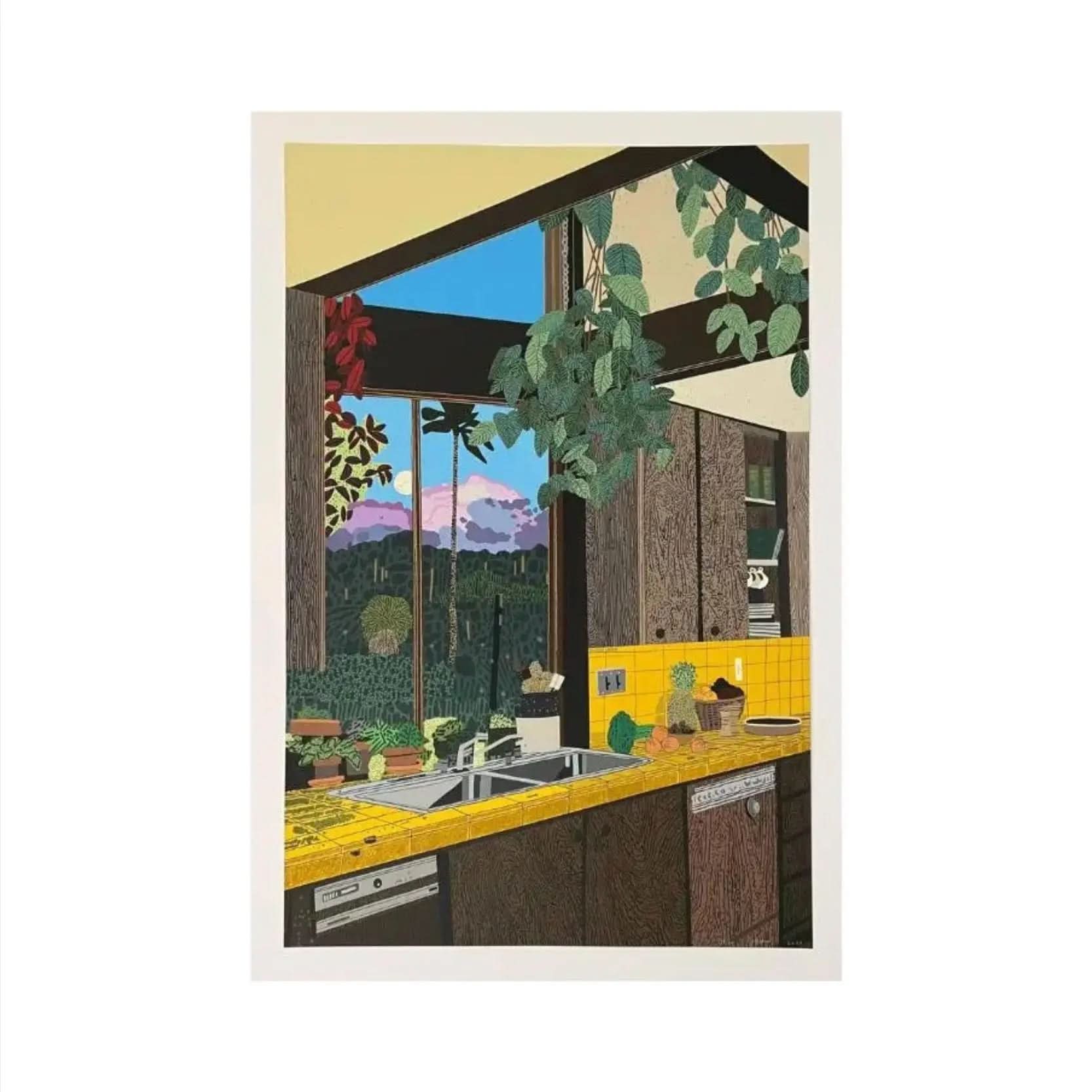 Jonas Wood, Kitchen Interior, 2022 - Color screenprint on Rising Museum Board