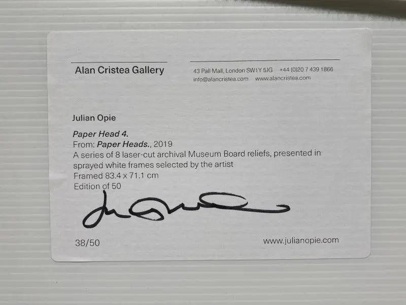 Julian Opie, Paper Head 4 (2019) LYNART STORE