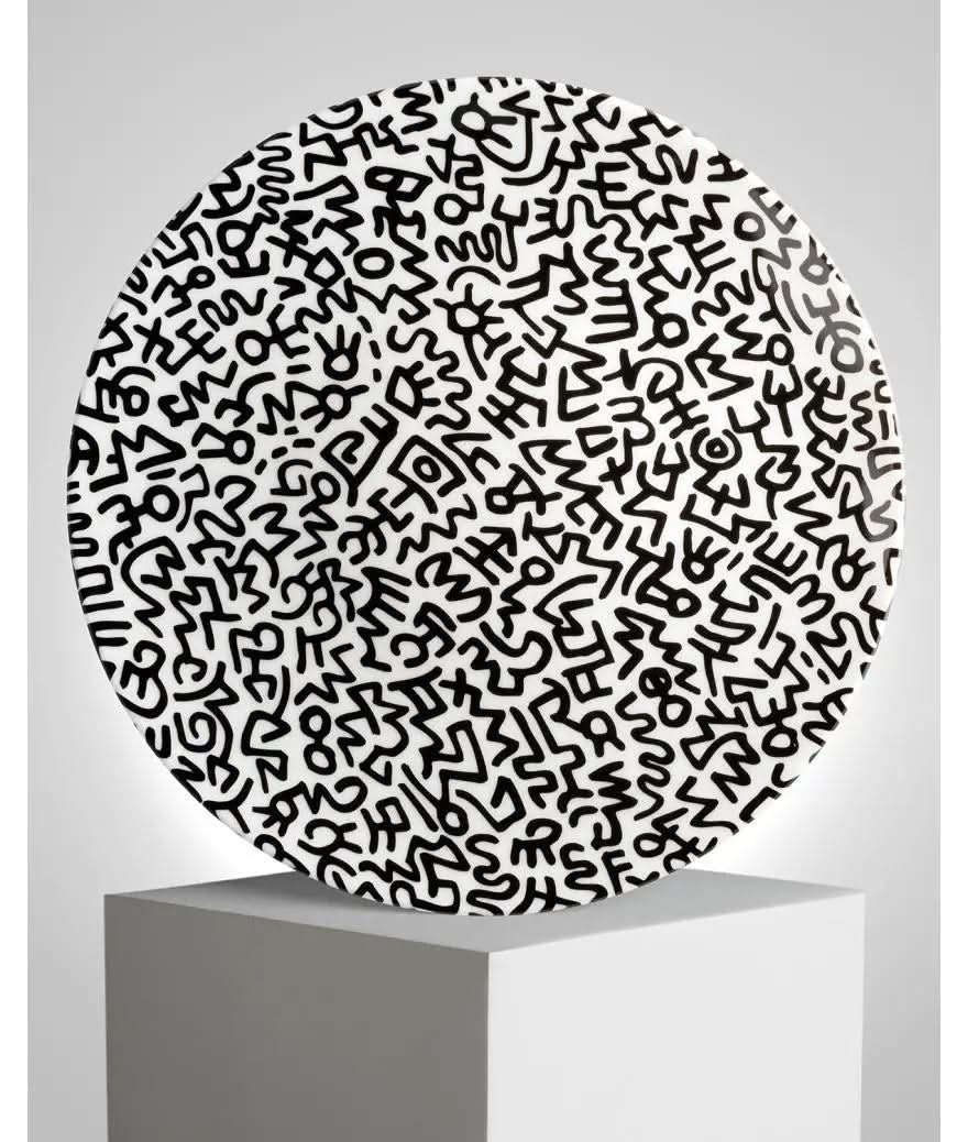 Keith Haring, Large Porcelain Plate, Black Pattern LYNART STORE