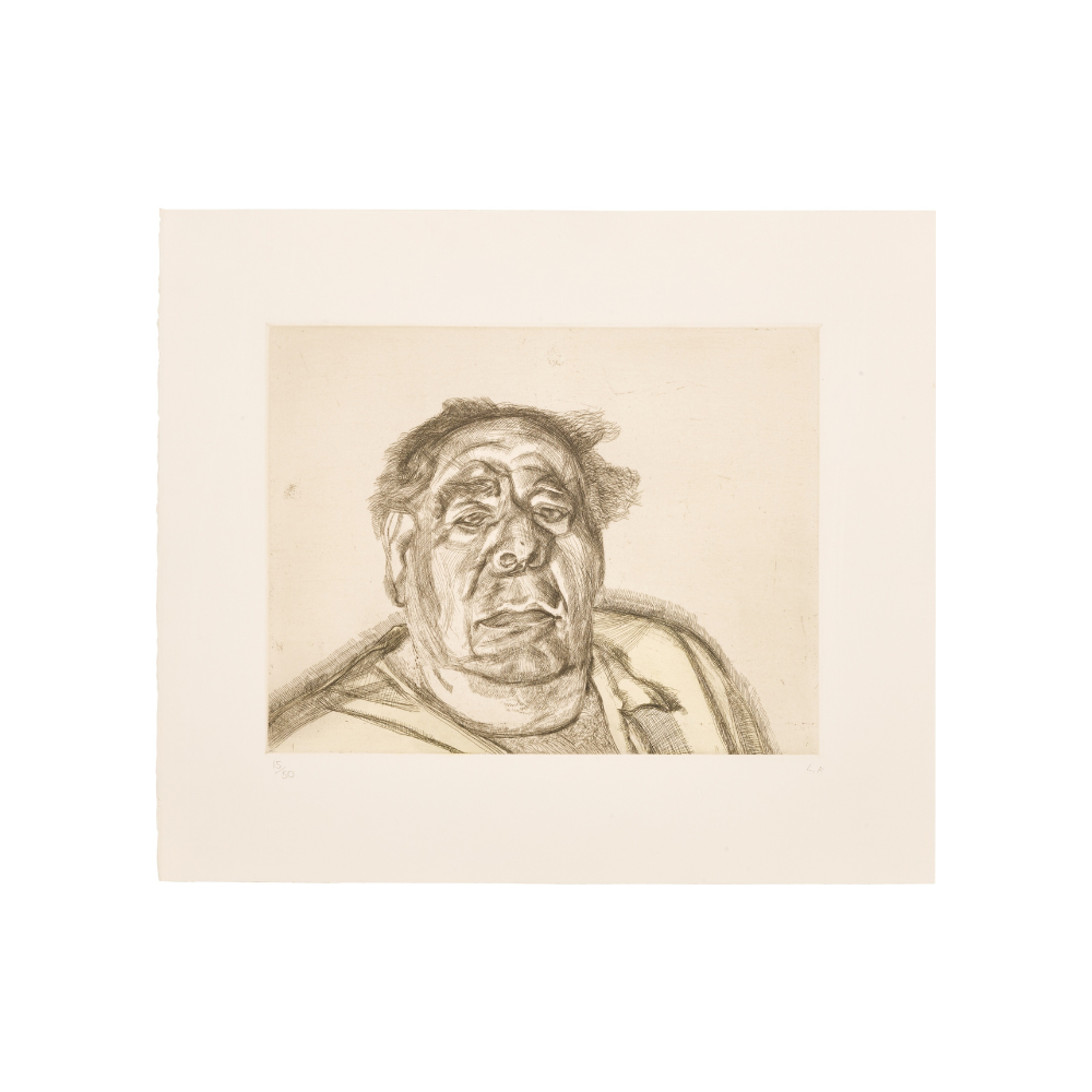 Lucian Freud , Lord Goodman in his Yellow Pajamas (1987)