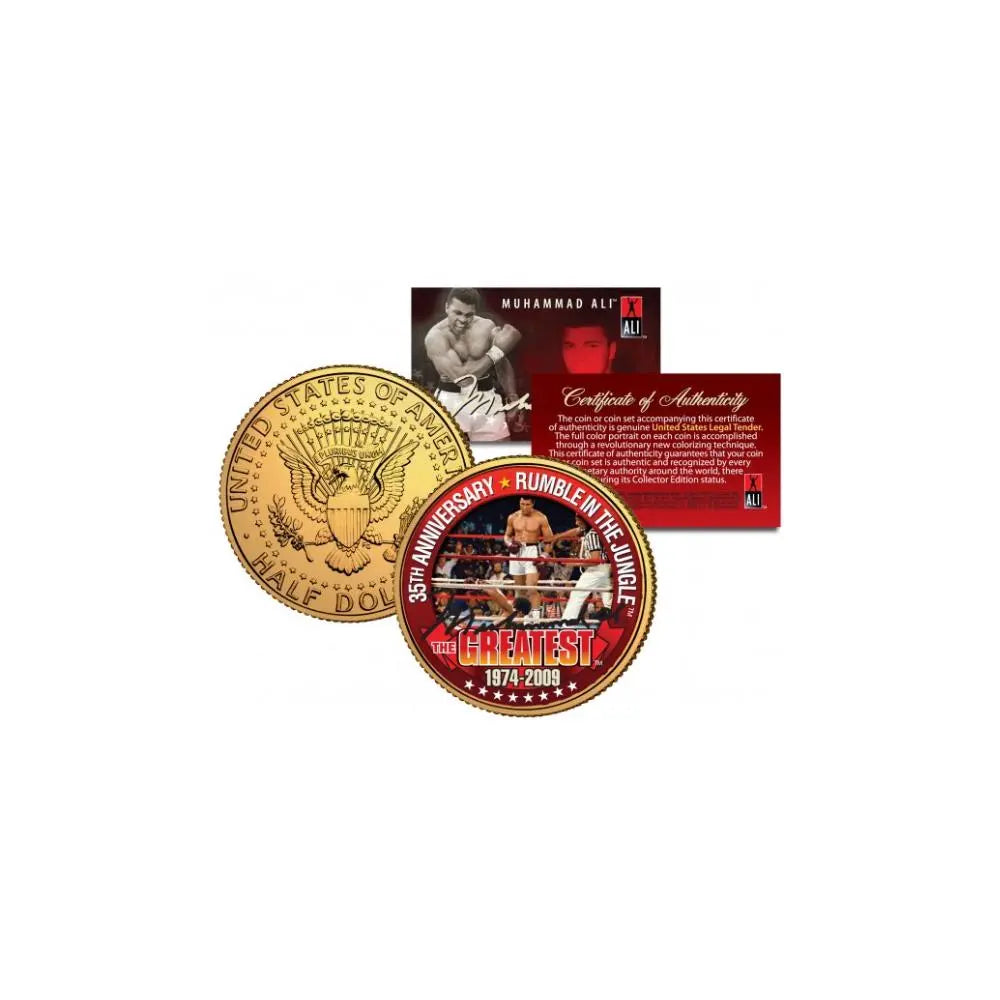 MUHAMMAD ALI  *  Rumble in the Jungle * JFK Half Dollar US Coin LYNART Store