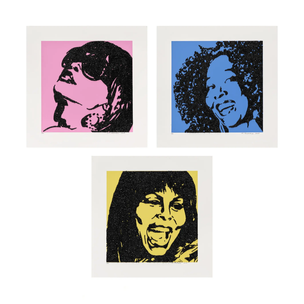 Mickalene Thomas, Trois Divas (AEIOU and sometimes Y), 2009 - screenprints