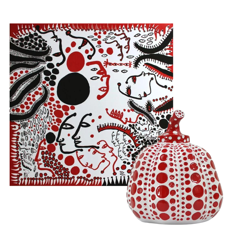 Set: Yayoi Kusama I Want To Sing My Heart Out In Praise Of Life Lithography + Red Pumpkin