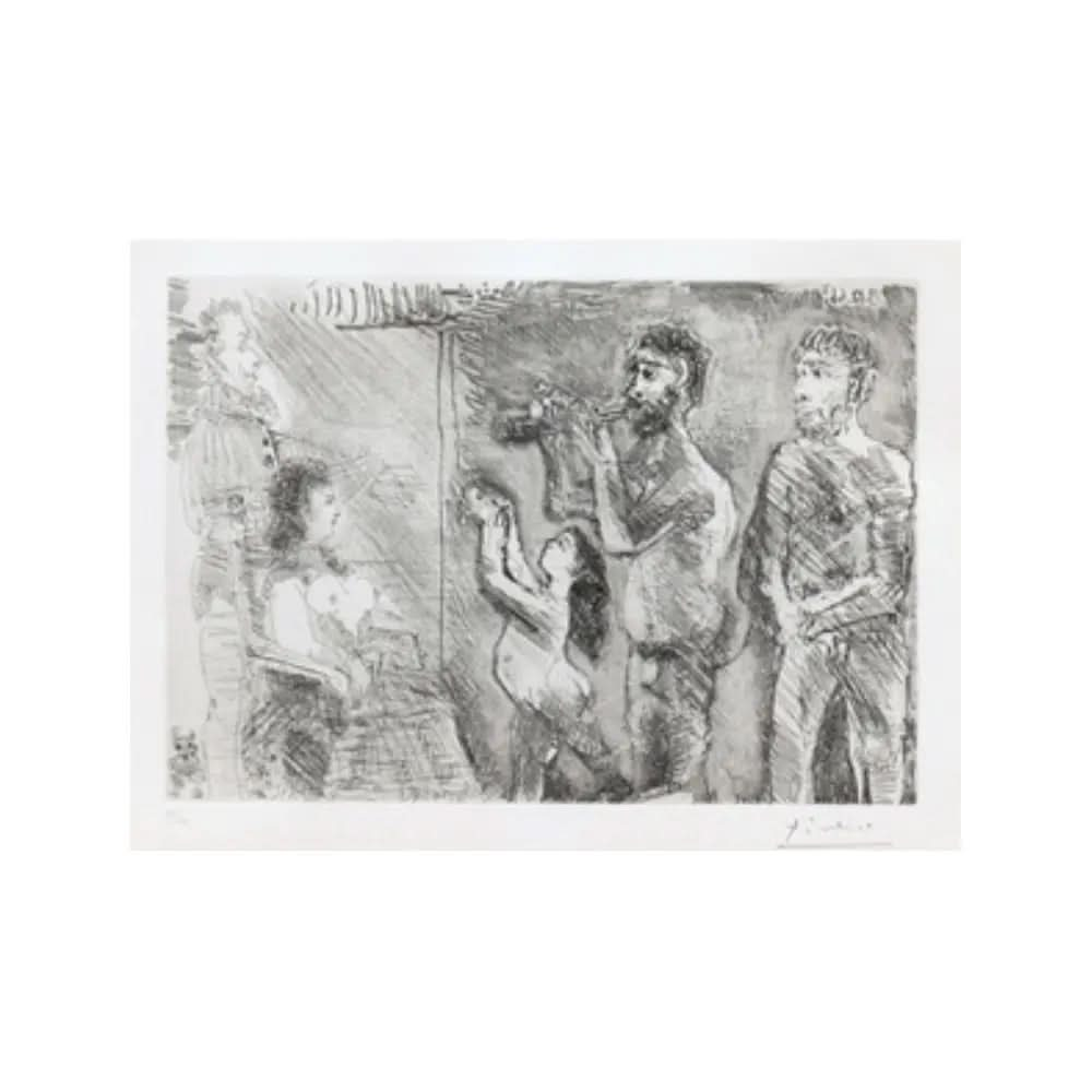 Pablo Picasso, Le divertissement (1966) - Etching and drypoint on BFK Rives paper