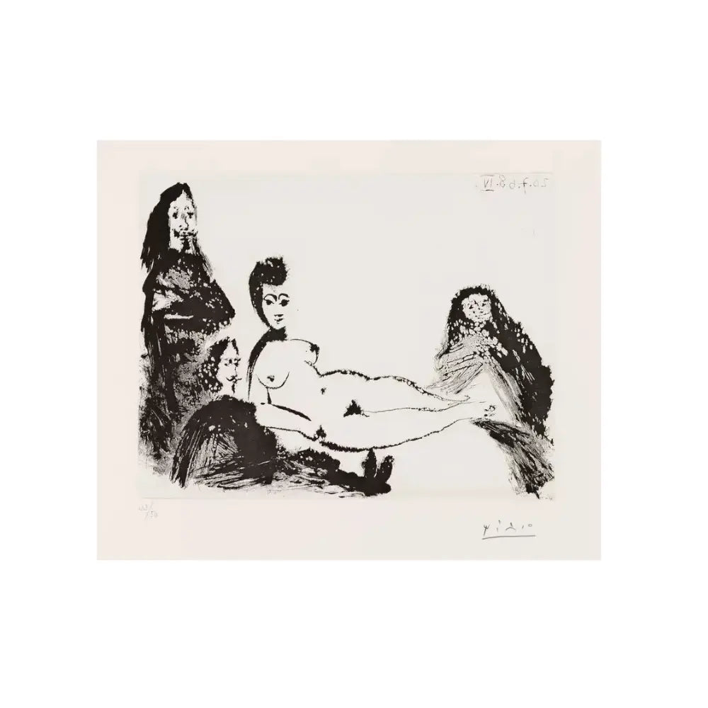 Pablo Picasso,Jacqueline, en Maja nue, avec la Célestine (from Séries 347) 1968 - Aquatint