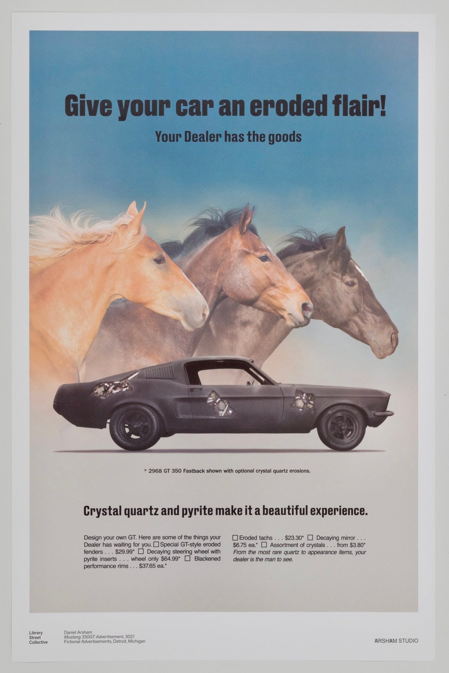 Daniel Arsham – Fiktives Werbeplakat – Mustang 350 GT