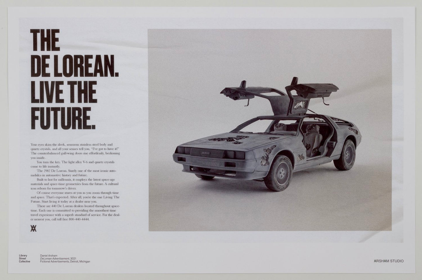 Daniel Arsham — Poster pubblicitario immaginario - DeLorean