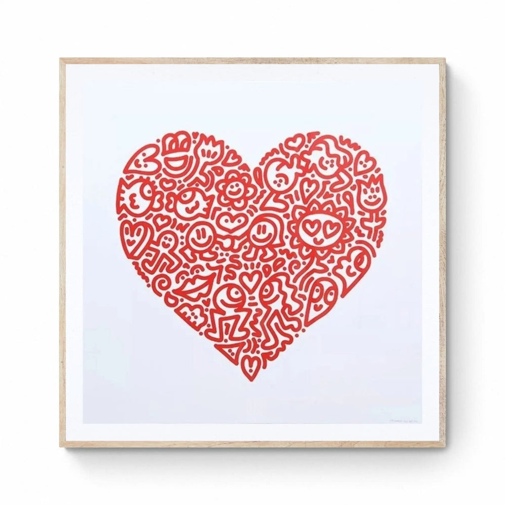 Pop Heart, Holding Hand  - Mr Doodle - Screenprint on 300 gsm fine art paper