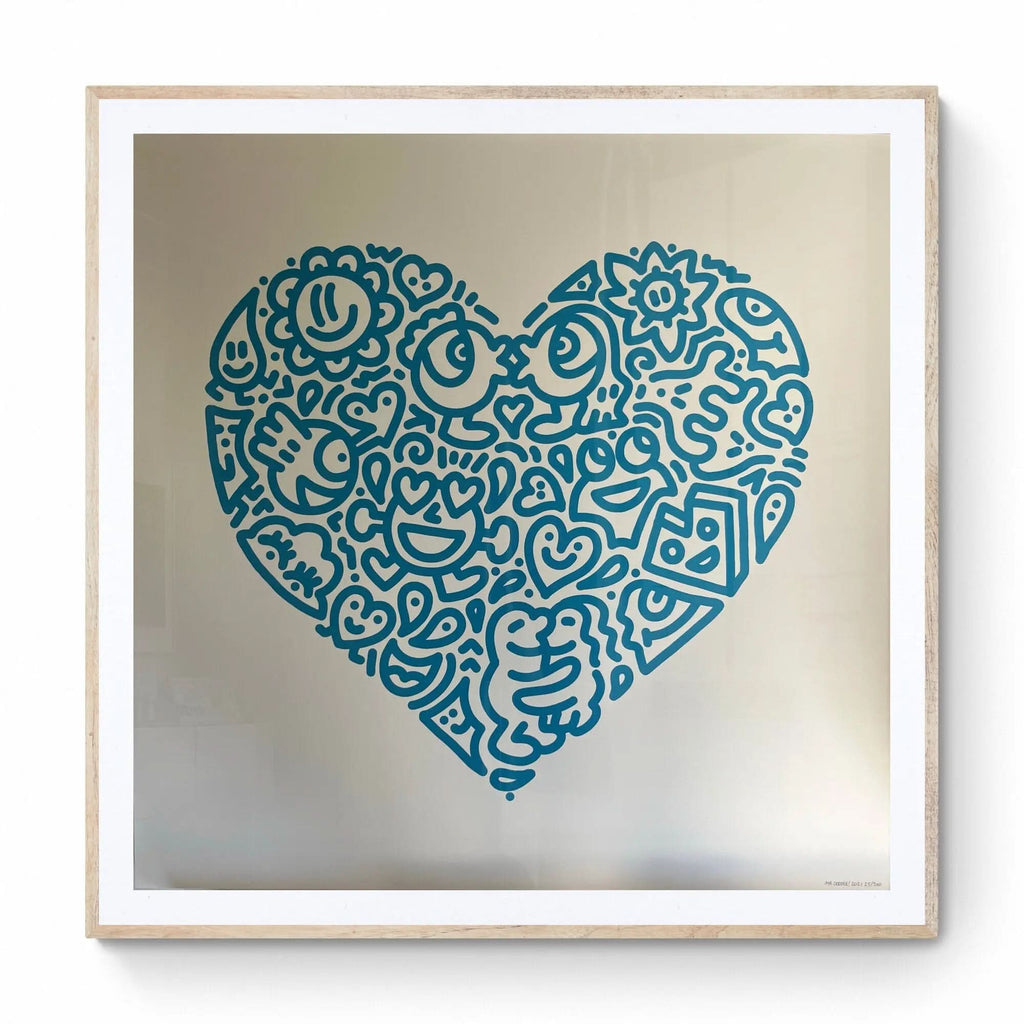 Pop Heart, Lovers Cuddle - Mr Doodle - Screenprint on 300 gsm fine art paper