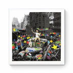 Roamcouch, World End , 2021 - Five-color screen print (blue and silver), hand-pulled and hand-embellished on 300 g/m² Keaykolour white paper