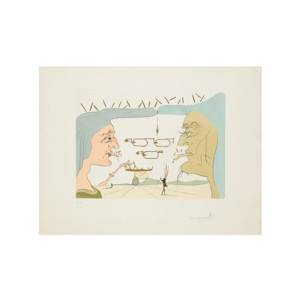 Salvador Dali,Le Télégraphe (from Hommage à Léonardo da Vinci) 1975 - Drypoint in black