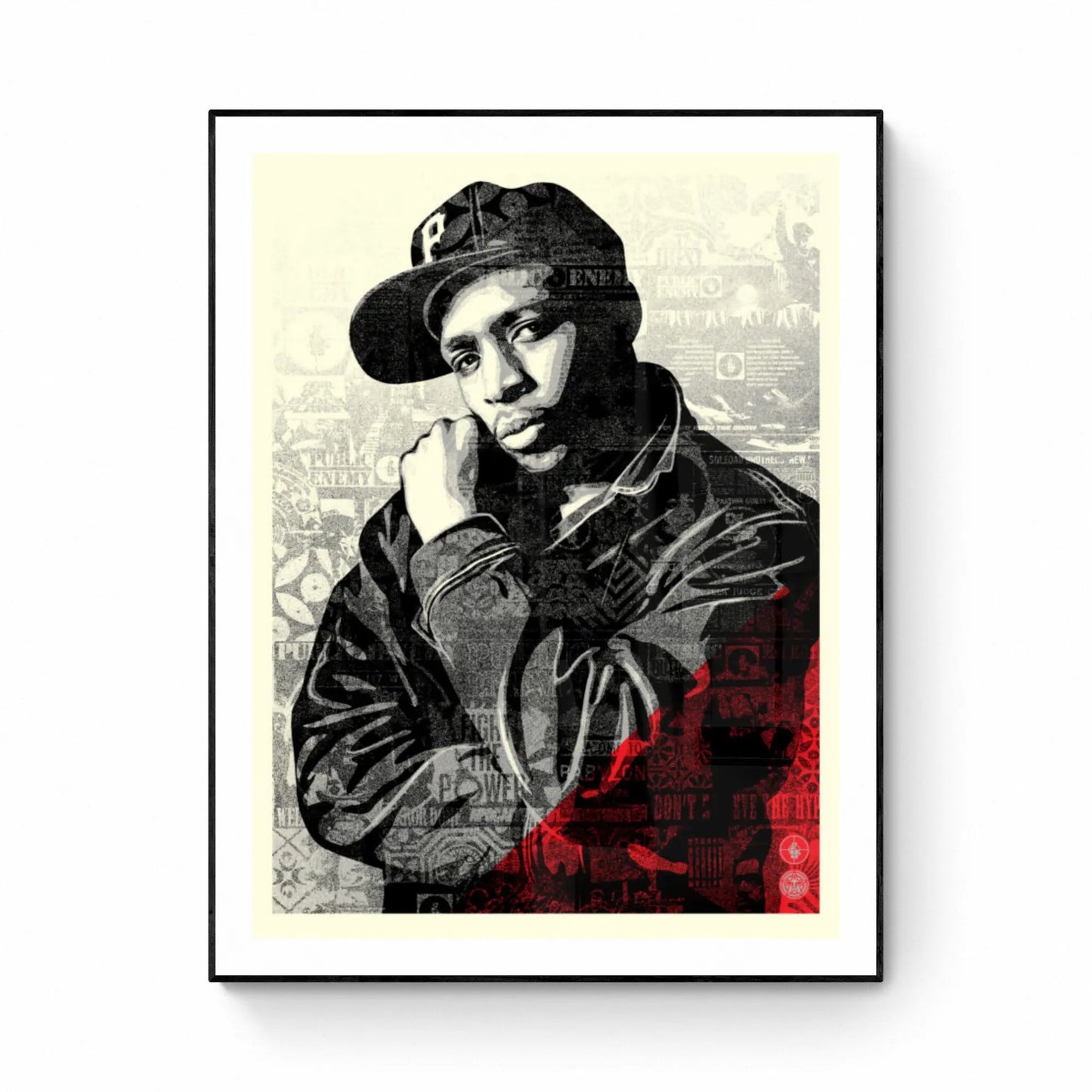 Shepard Fairey - CHUCK D BLACK STEEL SCREEN PRINT (RED) LYNART STORE