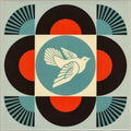Shepard Fairey - Geometric Dove Black, 2021 - Screenprint on tile with cork base