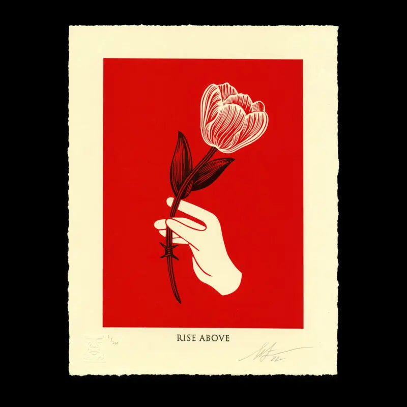 Shepard Fairey  - Rise Above Barbwire Flower (Red), 2022 LYNART STORE