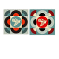 Shepard Fairey -  Set of 2 Geometric Dove Blue & Black, 2021 - Screenprint on tile with cork base